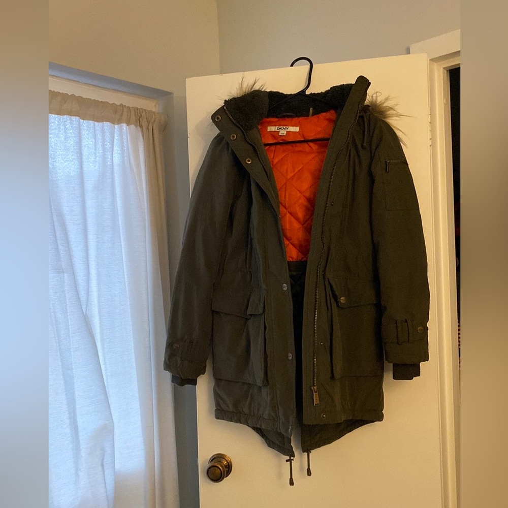 DKNY green parka size XS